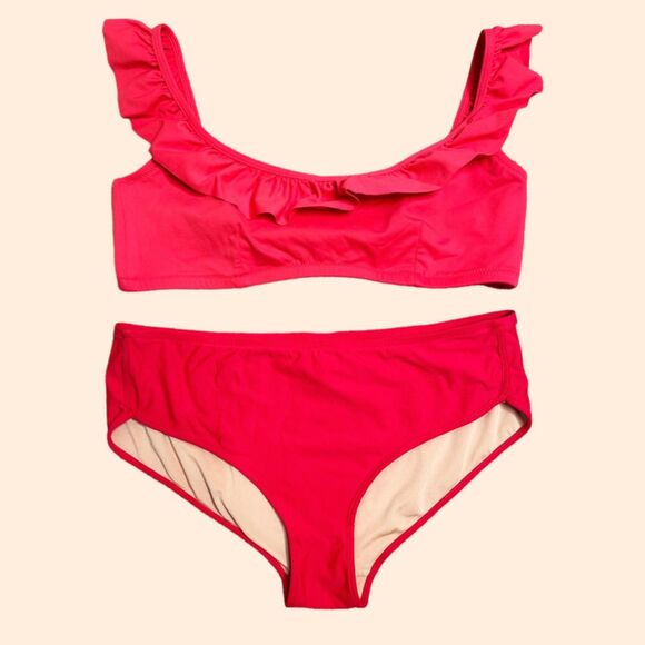 J. Crew Other - J.Crew Ruffle Bikini Red